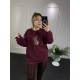 Leopar Detay Bordo Şardonlu Sweat Leopar Detay Bordo Şardonlu Sweat