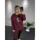 Leopar Detay Bordo Şardonlu Sweat Leopar Detay Bordo Şardonlu Sweat
