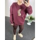 Leopar Detay Bordo Şardonlu Sweat Leopar Detay Bordo Şardonlu Sweat