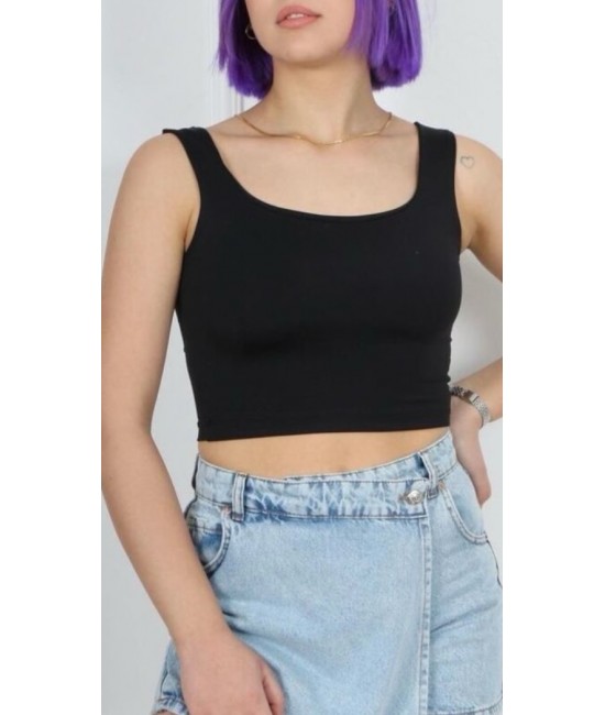 Siyah Kalın Askılı Crop Body Siyah Kalın Askılı Crop Body