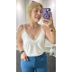 Karol Beyaz Saten Dantelli Bluz Karol Beyaz Saten Dantelli Bluz