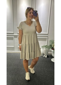 Berlin Bej Fırfırlı Elbise