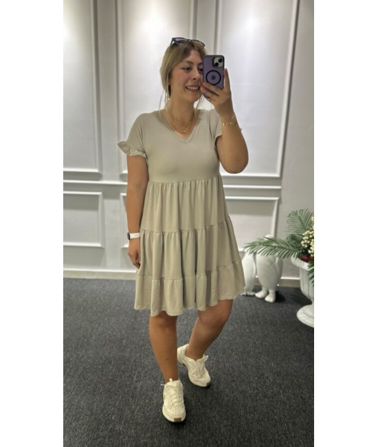 Berlin Bej Fırfırlı Elbise Berlin Bej Fırfırlı Elbise