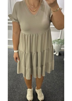 Berlin Bej Fırfırlı Elbise