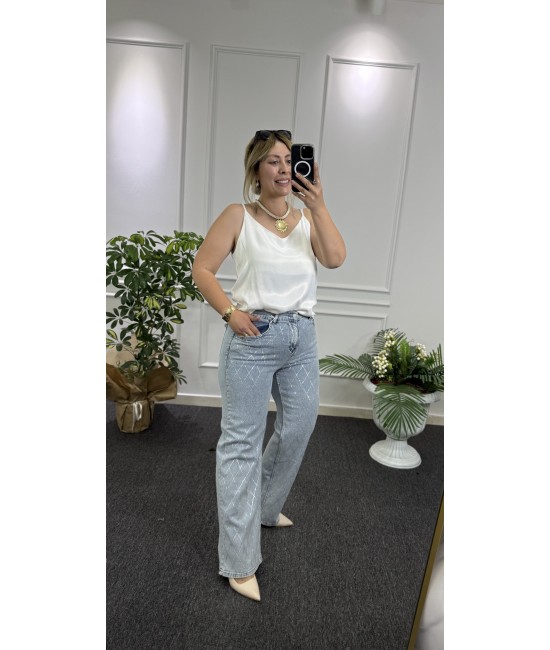 Baklava Taşlı Likralı Palazzo Jean Baklava Taşlı Likralı Palazzo Jean