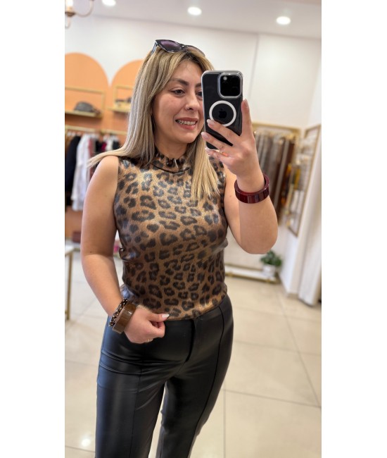 Leopar Varaklı Triko Leopar Varaklı Triko