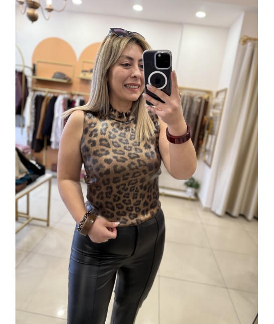 Leopar Varaklı Triko Leopar Varaklı Triko