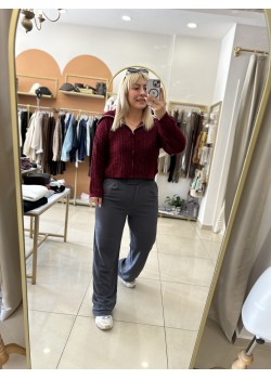 Gri Cırtlı Palazzo Pantolon