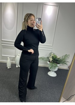 Siyah Cırtlı Palazzo Pantolon