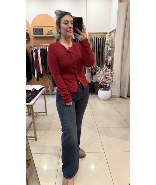 Vişne Çıtçıtlı Pamuk Bluz