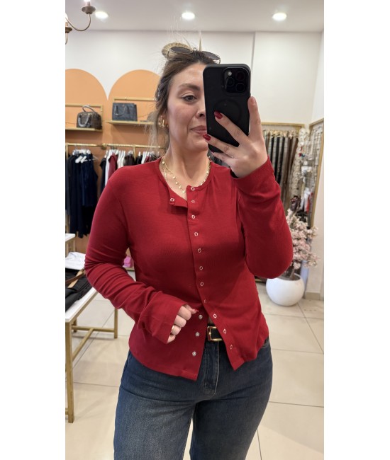 Vişne Çıtçıtlı Pamuk Bluz