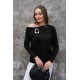 Siyah Modal Yaka Gold Toka Detaylı Bluz