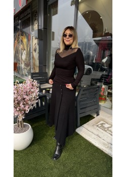 Modal Kumaş Tül Detay Bluz