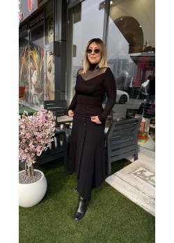 Modal Kumaş Tül Detay Bluz