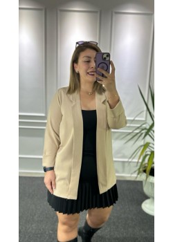 Taş Rengi Şal Yaka Astarsız Ceket