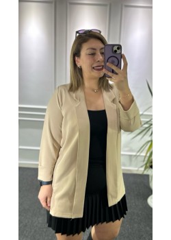 Taş Rengi Şal Yaka Astarsız Ceket