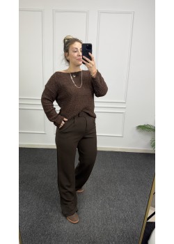 Kahverengi Cırtlı Palazzo Pantolon