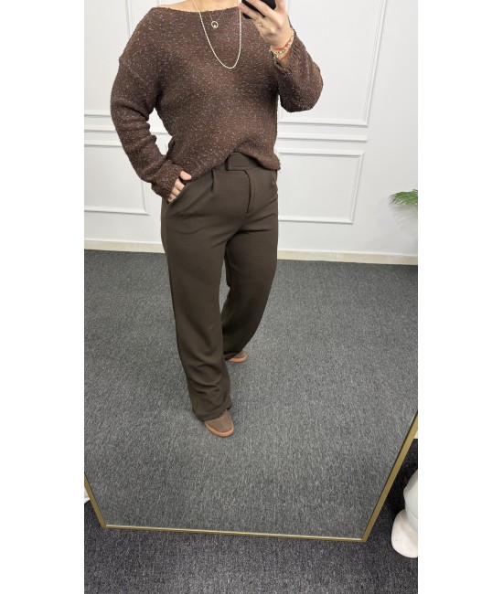 Kahverengi Cırtlı Palazzo Pantolon