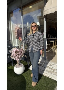  Ekose Ön V Kesim Belden Oturan Gömlek