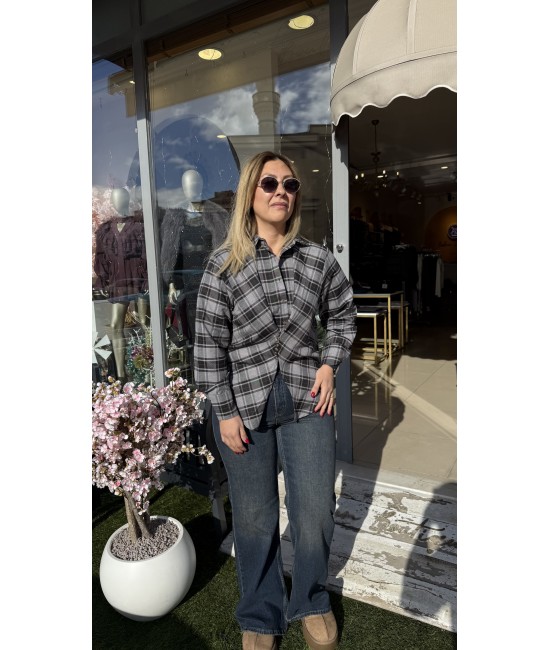  Ekose Ön V Kesim Belden Oturan Gömlek