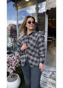  Ekose Ön V Kesim Belden Oturan Gömlek