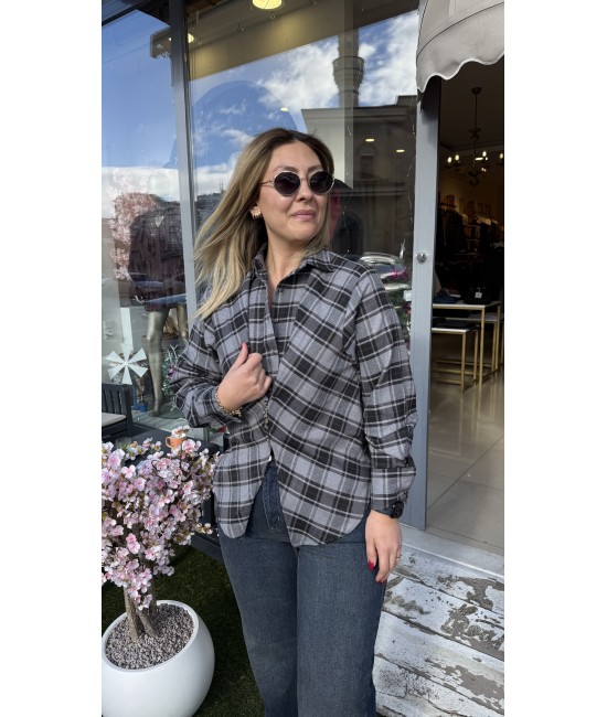  Ekose Ön V Kesim Belden Oturan Gömlek