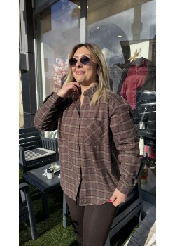 Taş Detaylı Ekose Rahat Kesim Gömlek