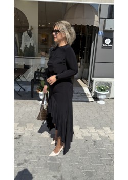 Sandy Önü Volanlı Drapeli Elbise