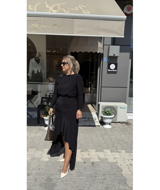 Sandy Önü Volanlı Drapeli Elbise Sandy Önü Volanlı Drapeli Elbise