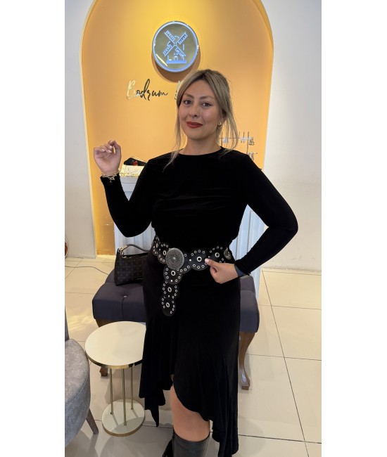 Sandy Önü Volanlı Drapeli Elbise Sandy Önü Volanlı Drapeli Elbise