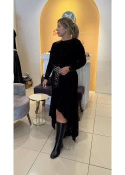 Sandy Önü Volanlı Drapeli Elbise