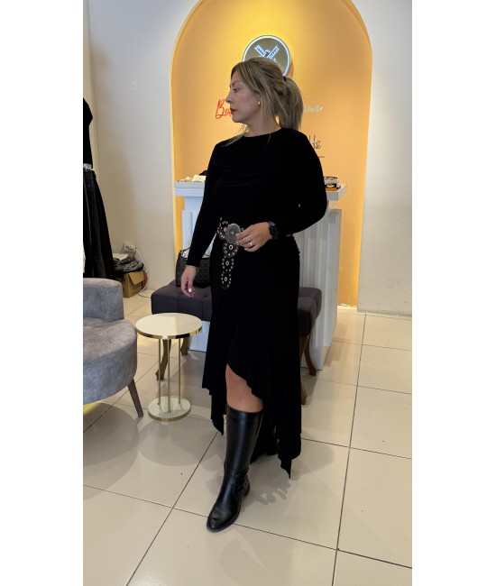 Sandy Önü Volanlı Drapeli Elbise Sandy Önü Volanlı Drapeli Elbise