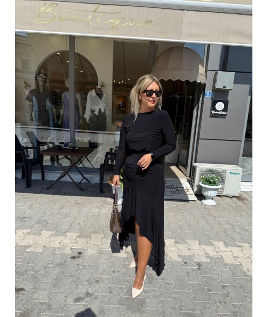 Sandy Önü Volanlı Drapeli Elbise Sandy Önü Volanlı Drapeli Elbise