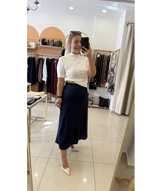 Likralı Lacivert Saten Etek Likralı Lacivert Saten Etek