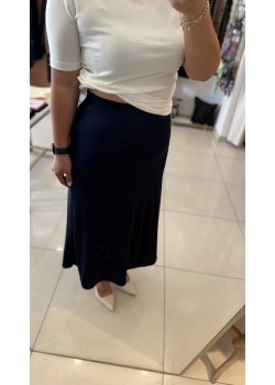 Likralı Lacivert Saten Etek