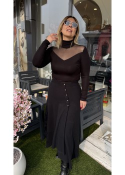 Zra Muadili Siyah Selanik Kumaş Asimetrik Etek