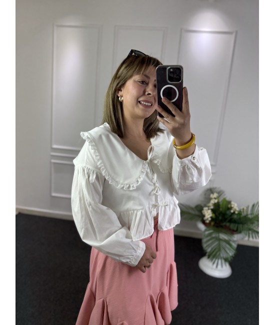 Bebe Yaka Beyaz Tasarım Gömlek