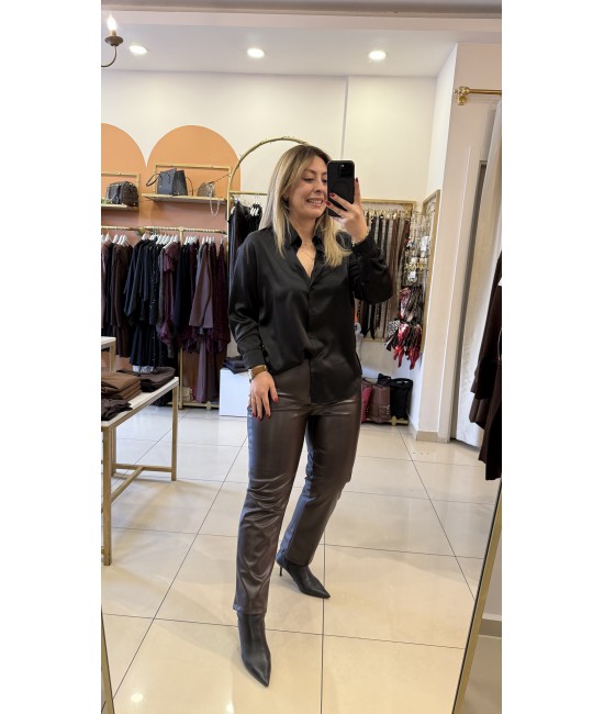 Premium Siyah Dökümlü Saten Gömlek Premium Siyah Dökümlü Saten Gömlek