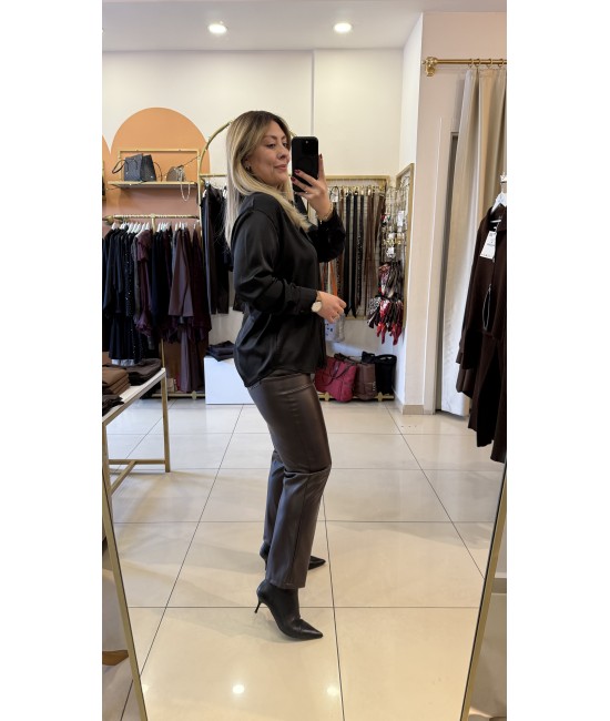 Premium Siyah Dökümlü Saten Gömlek Premium Siyah Dökümlü Saten Gömlek