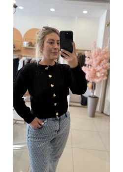 Kalp Düğmeli Tasarım Hırka 