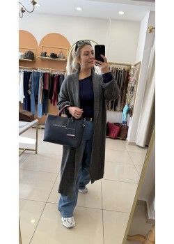 Antrasit Premium Triko Uzun Hırka