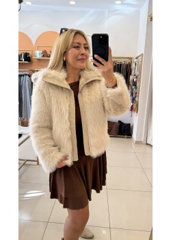 Tasarım Fermuarlı Kürk Kaban