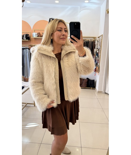 Tasarım Fermuarlı Kürk Kaban Tasarım Fermuarlı Kürk Kaban