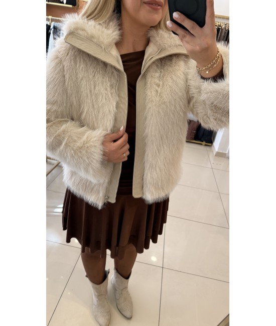 Tasarım Fermuarlı Kürk Kaban Tasarım Fermuarlı Kürk Kaban