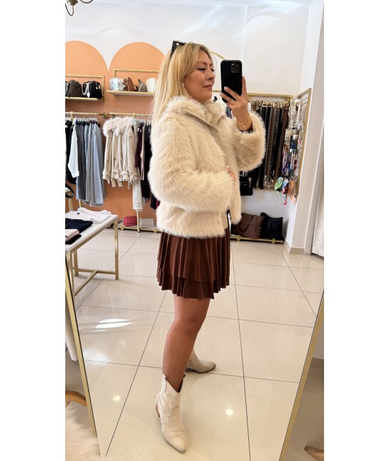 Tasarım Fermuarlı Kürk Kaban Tasarım Fermuarlı Kürk Kaban