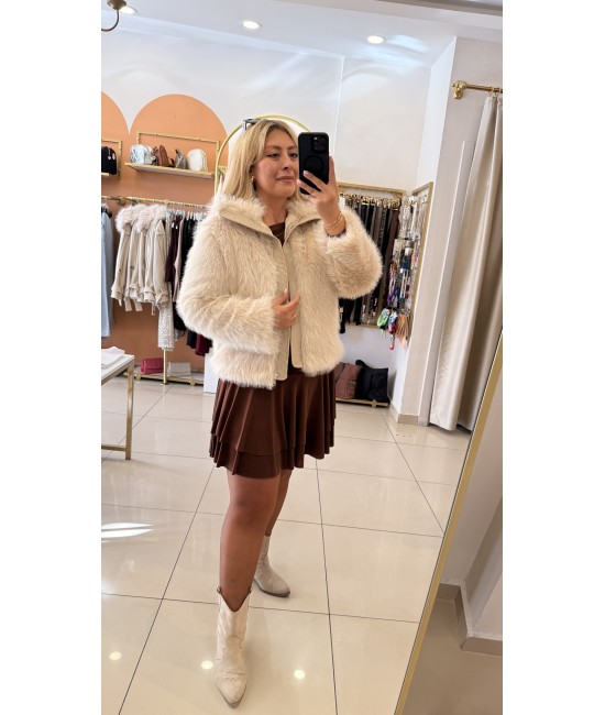 Tasarım Fermuarlı Kürk Kaban Tasarım Fermuarlı Kürk Kaban