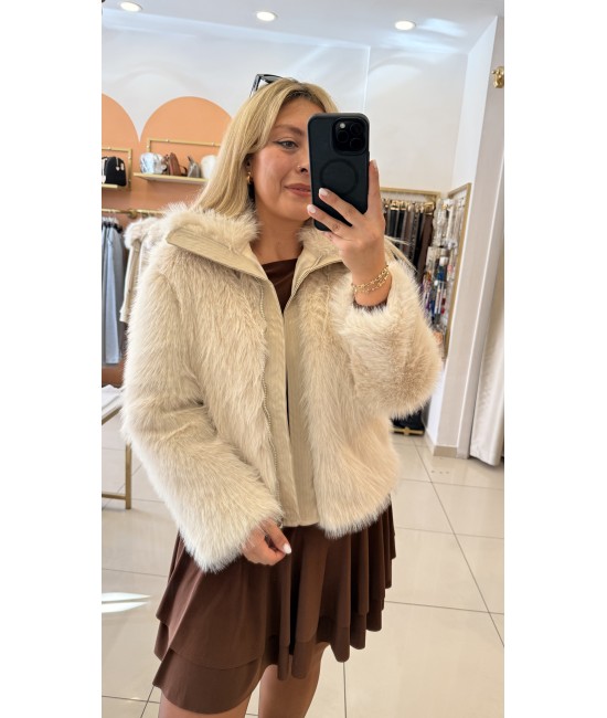 Tasarım Fermuarlı Kürk Kaban Tasarım Fermuarlı Kürk Kaban