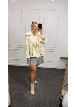 Premium Kürk Yaka Oversize Kaşe Ceket 