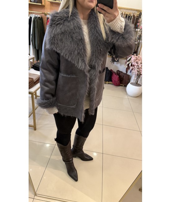 Premium Süet&Kürk Çift Taraflı Kaban