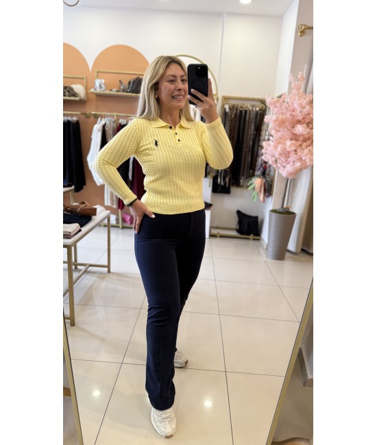 Polo Yaka Saç Örgü Triko Polo Yaka Saç Örgü Triko